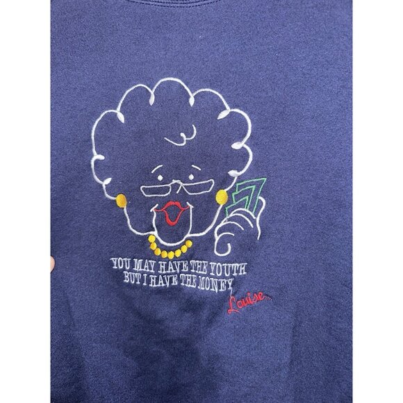 Vtg 90s Womens Large Grandma You May Have the Youth But I Have Money Sweatshirt - Picture 7 of 8